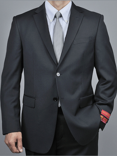 Mantoni Men's Black Wool 2-Button Suit